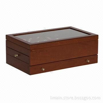 Wooden Jewelry Box with Two Hidden Side Drawers, Sized 13 x 8 x 4.875cm